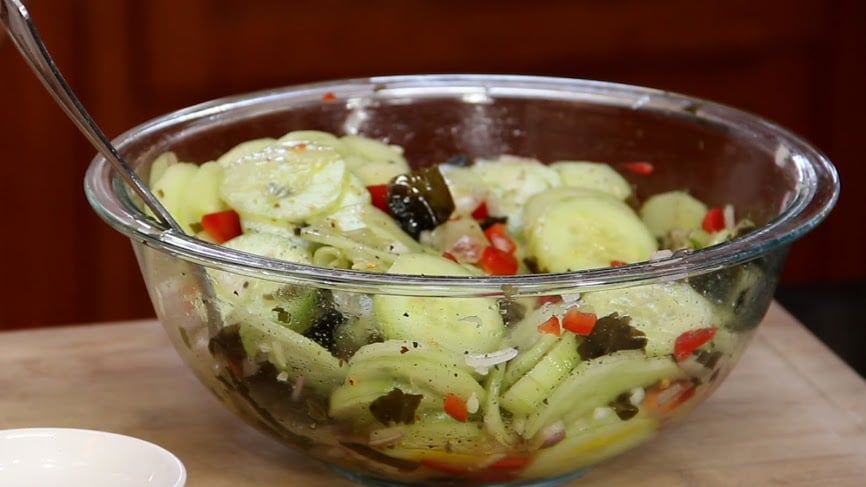 Cucumber, Wakame, and Red Pepper Salad