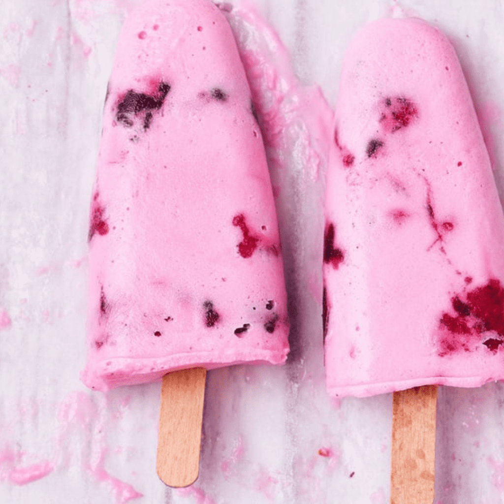 raspberry kefir popsicle