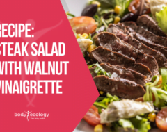 Steak salad with walnut sauce