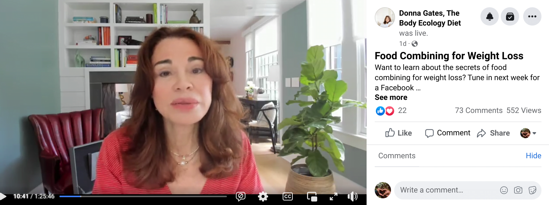 Facebook Live food combining